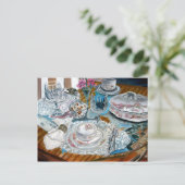 Ölgemälde Stillleben China Tee Set Geschirr Postkarte (Stehend Vorderseite)