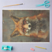 Ölgemälde, strukturiert aus Fuchsdecoupage Seidenpapier (Basteln)