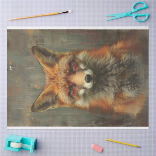 Ölgemälde, strukturiert aus Fuchsdecoupage Seidenpapier (Basteln)