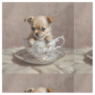 Ölgemälde Teacup Chihuahua Welpe, Stoff