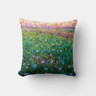Ölgemälde von Blumen, schöne Feldblumen Kissen