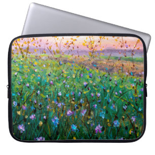 Ölgemälde von Blumen, schöne Feldblumen Laptopschutzhülle
