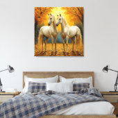 Ölgemälde von Graseful Horses Leinwanddruck (Insitu (Schlafzimmer))
