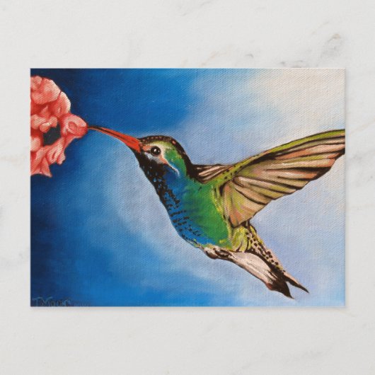 Ölgemälde von Hummingbird Postkarte (Vorderseite)