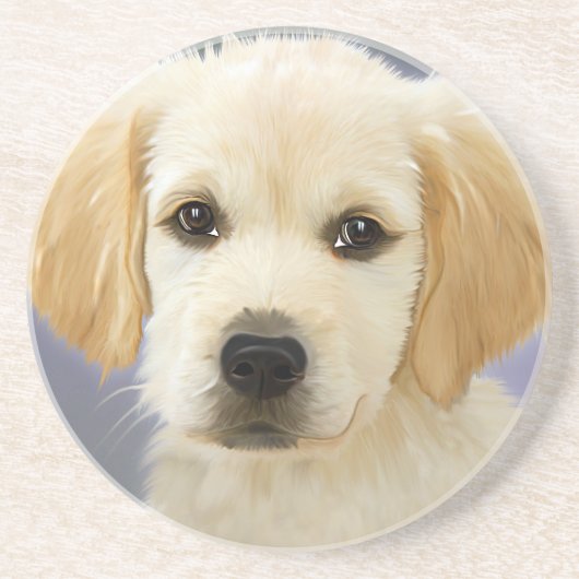 Ölgemälde von Labrador Retriever Welpe Sandstein Untersetzer (Vorne)