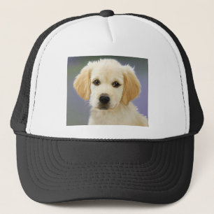 Ölgemälde von Labrador Retriever Welpe Truckerkappe