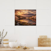 Ölgemälde von Mount Fuji & Kirschblüten Poster (Küche)