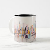 Ölgemälde von New York City. Zweifarbige Tasse (Vorderseite Links)