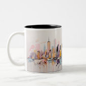 Ölgemälde von New York City. Zweifarbige Tasse (Links)