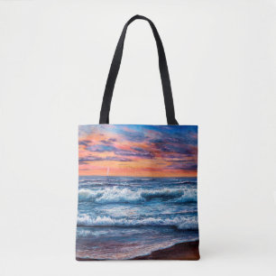 Ölgemälde von Ozean und Strand auf Leinwand. Reich Tasche
