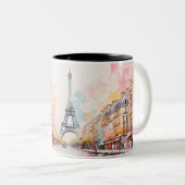 Ölgemälde von Paris und Eiffelturm. Zweifarbige Tasse (VorderseiteRechts)