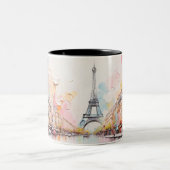 Ölgemälde von Paris und Eiffelturm. Zweifarbige Tasse (Mittel)