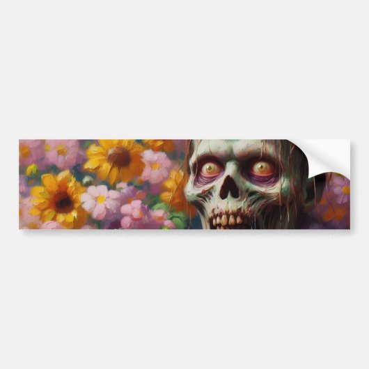 Ölgemälde von Zombie im Halloween-Blume Autoaufkleber (Vorne)
