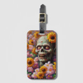 Ölgemälde von Zombie im Halloween-Blume Gepäckanhänger (Vorderseite Vertikal)