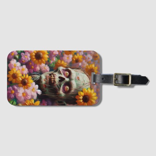 Ölgemälde von Zombie im Halloween-Blume Gepäckanhänger (Vorderseite (Horizontal))