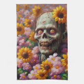 Ölgemälde von Zombie im Halloween-Blume Geschirrtuch (Vertikal)