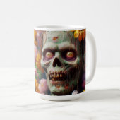 Ölgemälde von Zombie im Halloween-Blume Kaffeetasse (VorderseiteRechts)