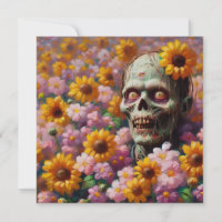 Ölgemälde von Zombie im Halloween-Blume
