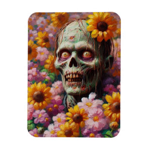 Ölgemälde von Zombie im Halloween-Blume Magnet