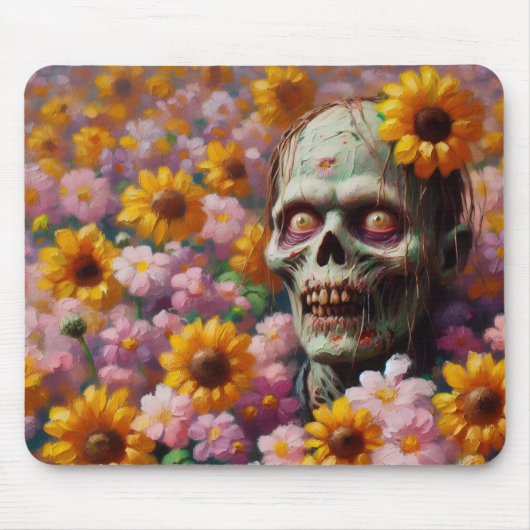Ölgemälde von Zombie im Halloween-Blume Mousepad (Vorne)