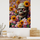Ölgemälde von Zombie im Halloween-Blume Poster (Küche)