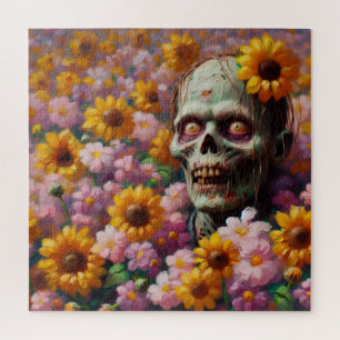 Ölgemälde von Zombie im Halloween-Blume Puzzle