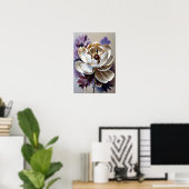 Ölgemälde Weiße Päonienblume Poster (Heimbüro)