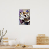 Ölgemälde Weiße Päonienblume Poster (Küche)