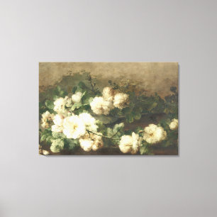 Ölgemälde Weiße Rosen im Vintage-Stil Leinwanddruck