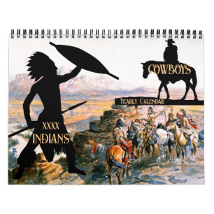 Ölgemälde Wilder Westen Cowboys Indianer Kalender