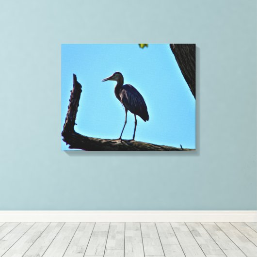 Ölgemäldeart Große blaue Heron-Leinwand Leinwanddruck (Insitu (Holzboden))