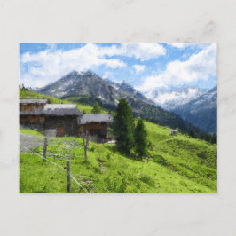 Ölgemäldebild der österreichischen Alpen. Stall. Postkarte