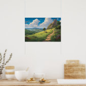 Ölgemäldeweg Hügelwiese Poster (Küche)