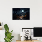 Ölgemäldeweg im Mondlicht Poster (Heimbüro)