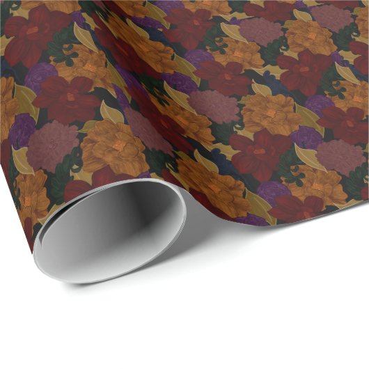 Ölgemalte Blume Geschenkpapier (Rolleneckpunkt)