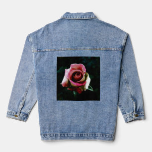 Ölgemalte Rose Jeansjacke