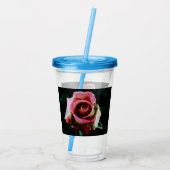 Ölgemalte rote Rose Acryltrinkbecher (Rückseite)