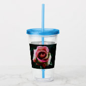 Ölgemalte rote Rose Acryltrinkbecher (Vorderseite)