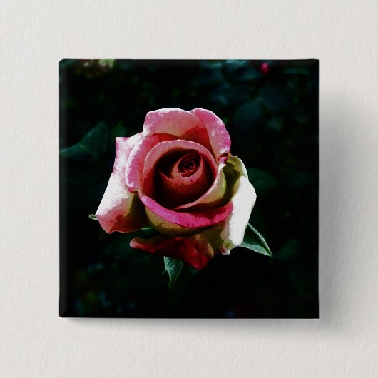 Ölgemalte rote Rose Button (Vorderseite)