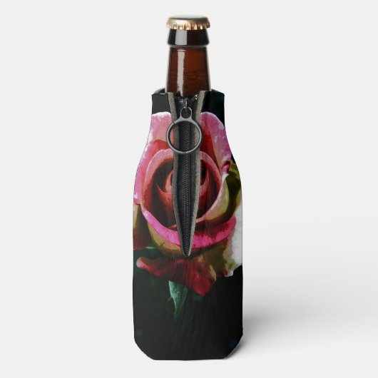 Ölgemalte rote Rose Flaschenkühler (Flasche Rückseite)