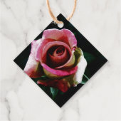 Ölgemalte rote Rose Geschenkanhänger (Rückseite)
