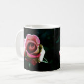 Ölgemalte rote Rose Kaffeetasse (Vorderseite Links)