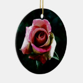 Ölgemalte rote Rose Keramik Ornament (Rechts)