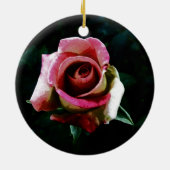 Ölgemalte rote Rose Keramik Ornament (Hinten)