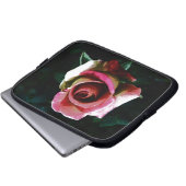 Ölgemalte rote Rose Laptopschutzhülle (Vorne Knopf)