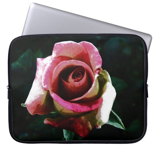 Ölgemalte rote Rose Laptopschutzhülle (Vorderseite)
