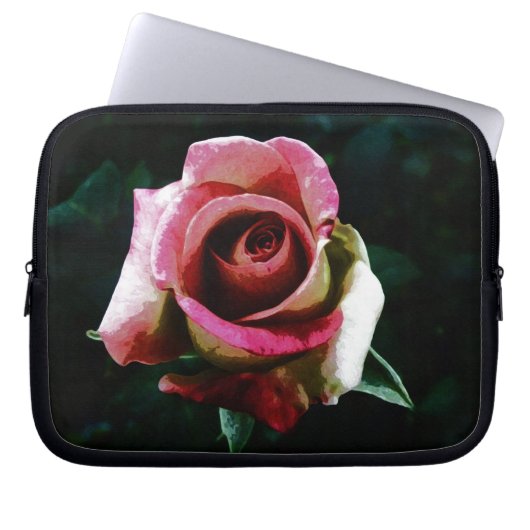 Ölgemalte rote Rose Laptopschutzhülle (Vorderseite)