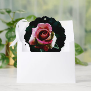 Ölgemalte rote Rose Ornament Karte