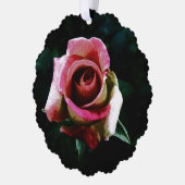 Ölgemalte rote Rose Ornament Karte (Links)