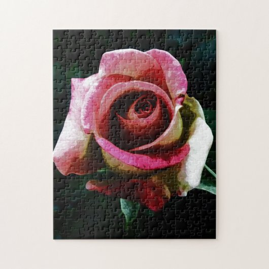 Ölgemalte rote Rose Puzzle (Vertikal)